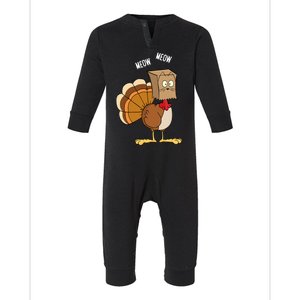 Meow Meow Funny Turkey Thanksgiving Infant Fleece One Piece