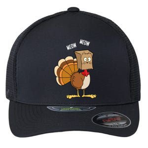 Meow Meow Funny Turkey Thanksgiving Flexfit Unipanel Trucker Cap