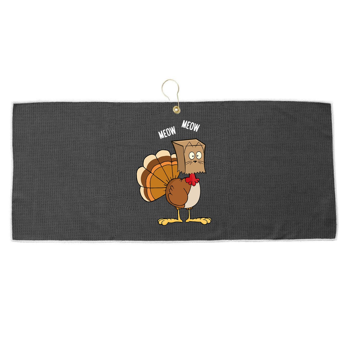 Meow Meow Funny Turkey Thanksgiving Large Microfiber Waffle Golf Towel