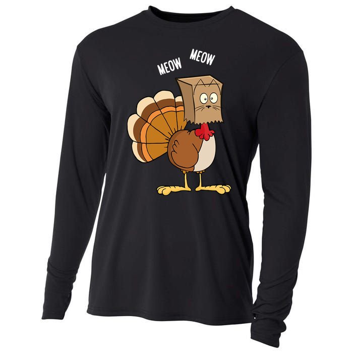 Meow Meow Funny Turkey Thanksgiving Cooling Performance Long Sleeve Crew