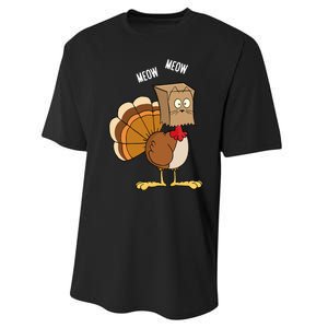 Meow Meow Funny Turkey Thanksgiving Performance Sprint T-Shirt