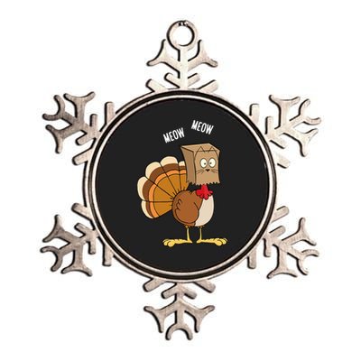 Meow Meow Funny Turkey Thanksgiving Metallic Star Ornament