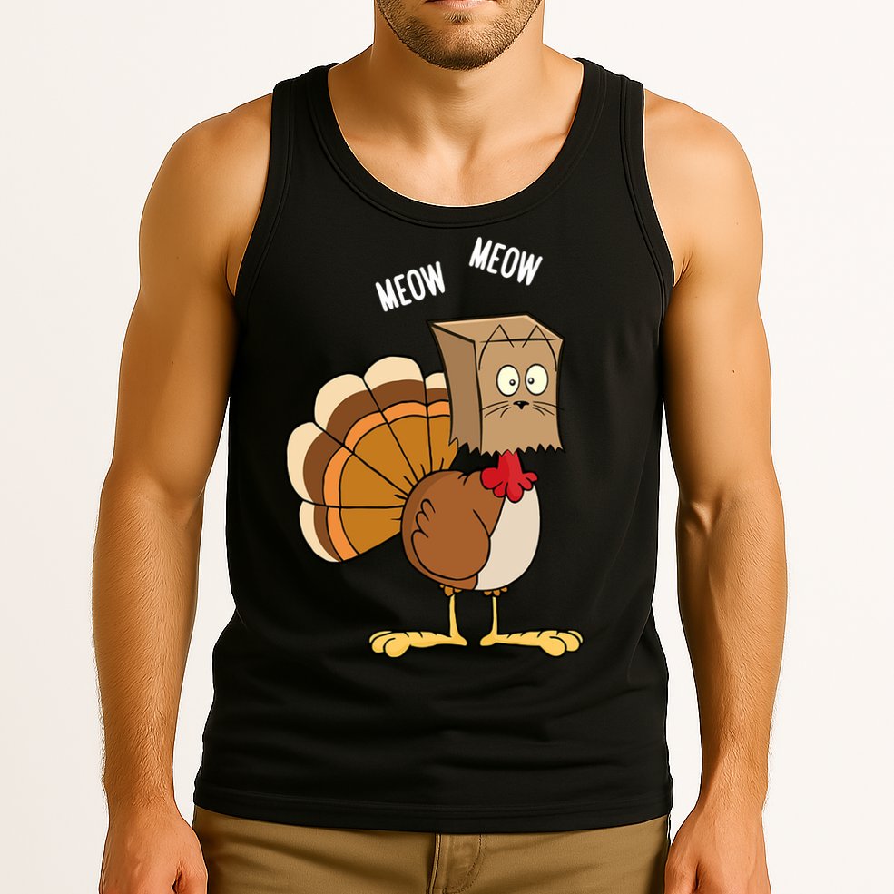 Meow Meow Funny Turkey Thanksgiving Tank Top