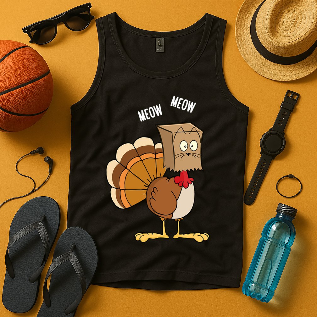 Meow Meow Funny Turkey Thanksgiving Tank Top