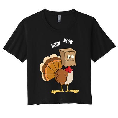 Meow Meow Funny Turkey Thanksgiving Crop Top