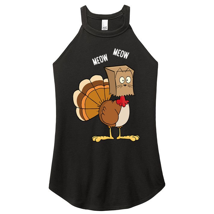 Meow Meow Funny Turkey Thanksgiving Women's Perfect Tri Rocker Tank