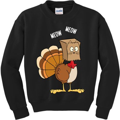 Meow Meow Funny Turkey Thanksgiving Kids Sweatshirt