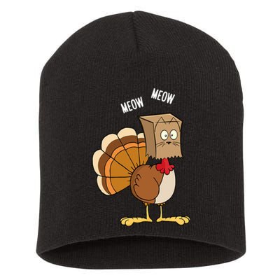 Meow Meow Funny Turkey Thanksgiving Short Acrylic Beanie