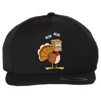 Meow Meow Funny Turkey Thanksgiving Wool Snapback Cap