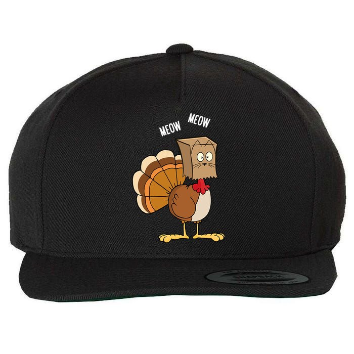 Meow Meow Funny Turkey Thanksgiving Wool Snapback Cap