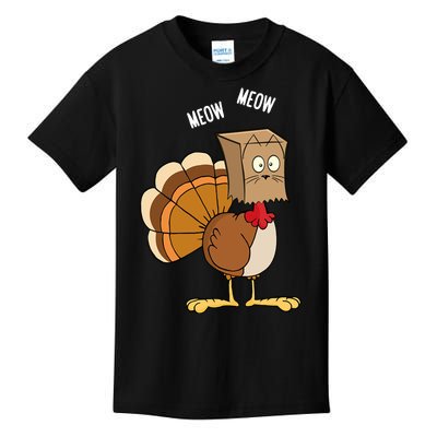 Meow Meow Funny Turkey Thanksgiving Kids T-Shirt