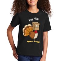 Meow Meow Funny Turkey Thanksgiving Kids T-Shirt