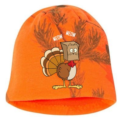 Meow Meow Funny Turkey Thanksgiving Kati - Camo Knit Beanie