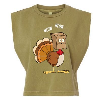 Meow Meow Funny Turkey Thanksgiving Garment-Dyed Women's Muscle Tee