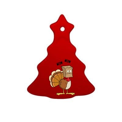 Meow Meow Funny Turkey Thanksgiving Ceramic Tree Ornament