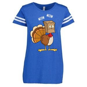 Meow Meow Funny Turkey Thanksgiving Enza Ladies Jersey Football T-Shirt