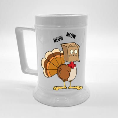 Meow Meow Funny Turkey Thanksgiving Beer Stein