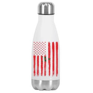 Morocco Moroccan Flag Funny Football Lover Soccer Fan Meaningful Gift Stainless Steel Insulated Water Bottle