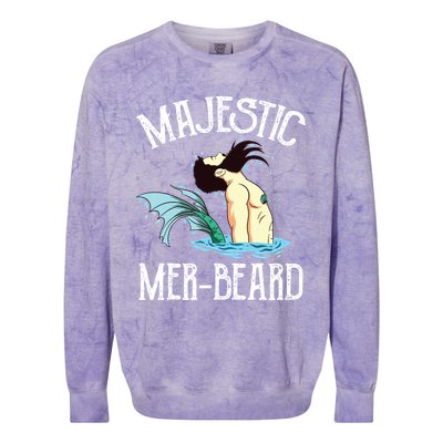 Majestic Merbeard Funny Merman Manly Merman Colorblast Crewneck Sweatshirt