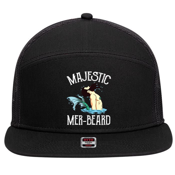 Majestic Merbeard Funny Merman Manly Merman 7 Panel Mesh Trucker Snapback Hat