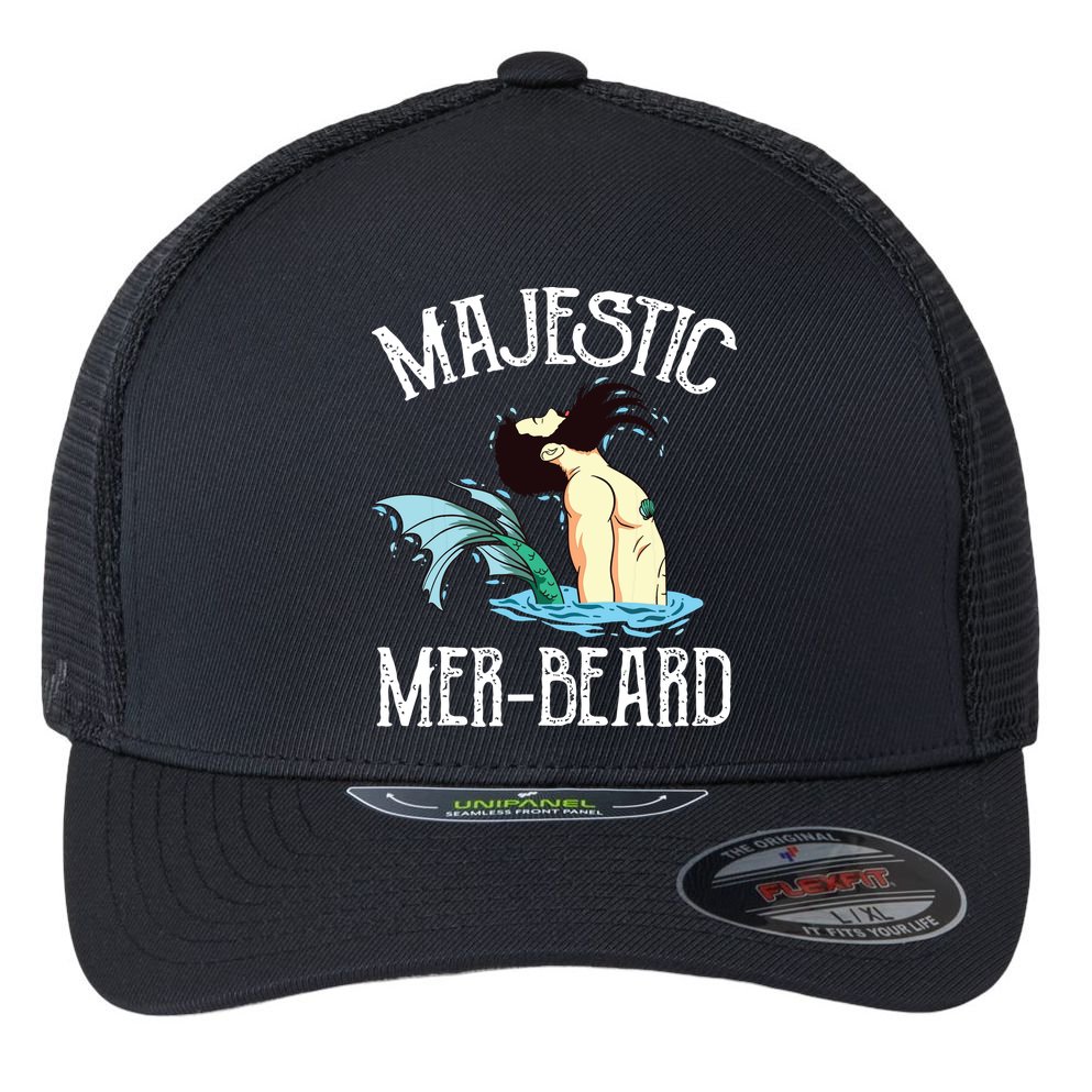 Majestic Merbeard Funny Merman Manly Merman Flexfit Unipanel Trucker Cap