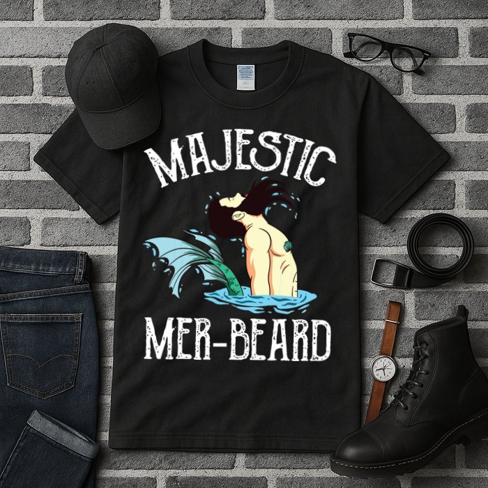 Majestic Merbeard Funny Merman Manly Merman Tall T-Shirt