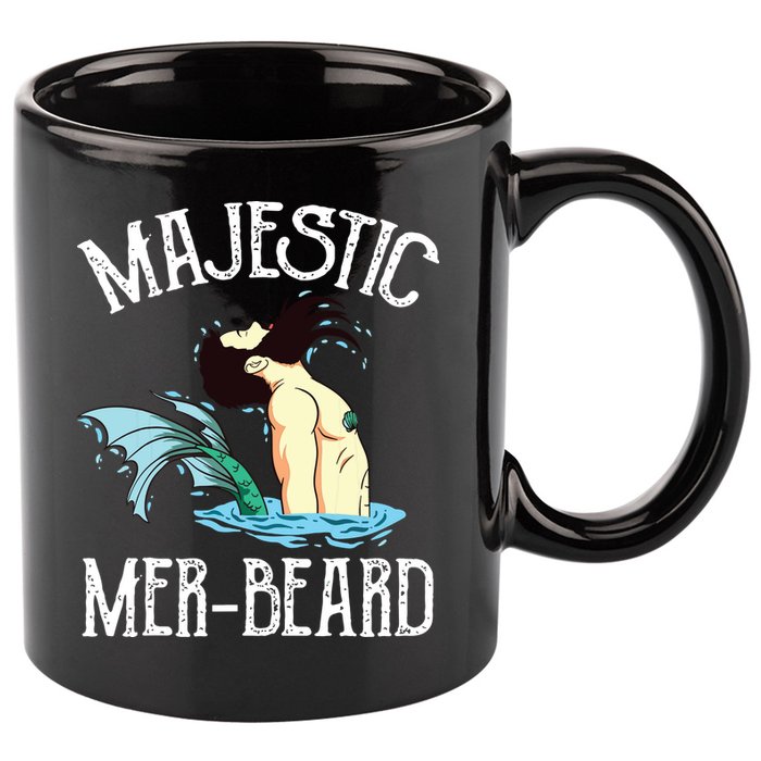 Majestic Merbeard Funny Merman Manly Merman 11oz C Handle Ceramic Mug