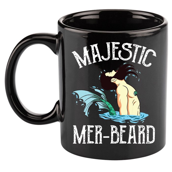 Majestic Merbeard Funny Merman Manly Merman 11oz C Handle Ceramic Mug