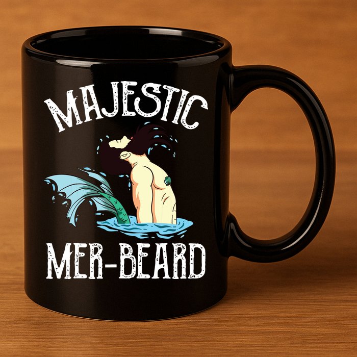 Majestic Merbeard Funny Merman Manly Merman 11oz C Handle Ceramic Mug