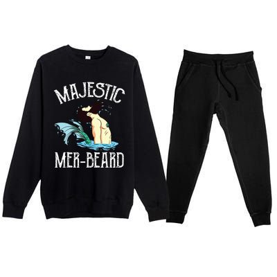 Majestic Merbeard Funny Merman Manly Merman Premium Crewneck Sweatsuit Set