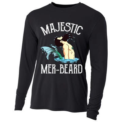 Majestic Merbeard Funny Merman Manly Merman Cooling Performance Long Sleeve Crew