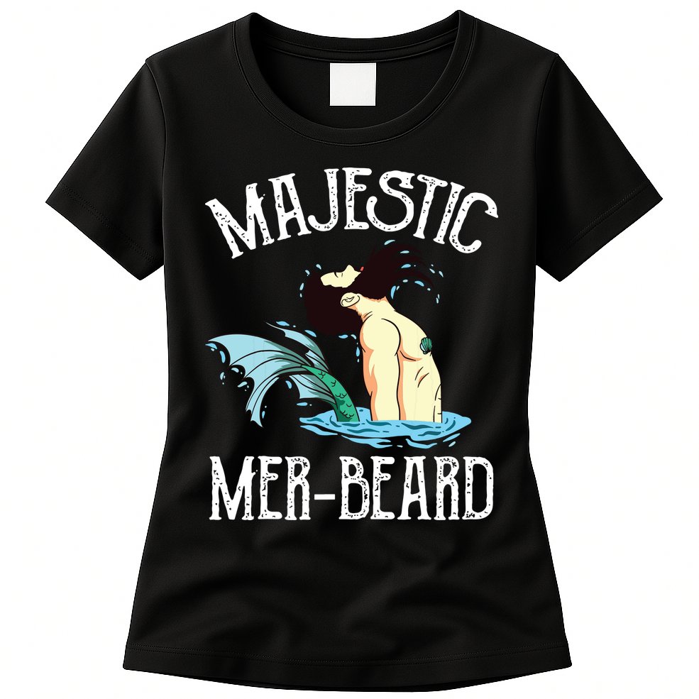 Majestic Merbeard Funny Merman Manly Merman Womens T-Shirt