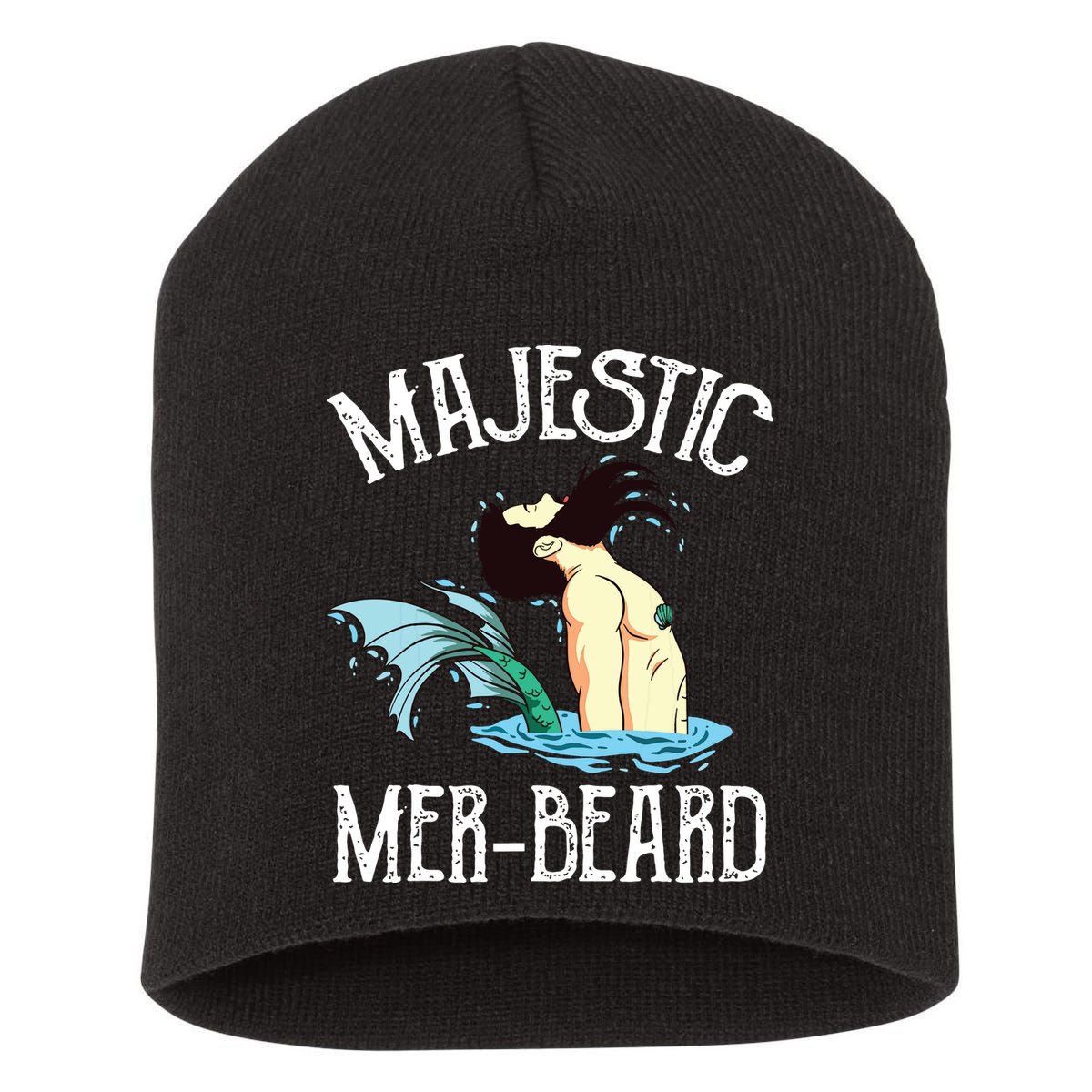 Majestic Merbeard Funny Merman Manly Merman Short Acrylic Beanie