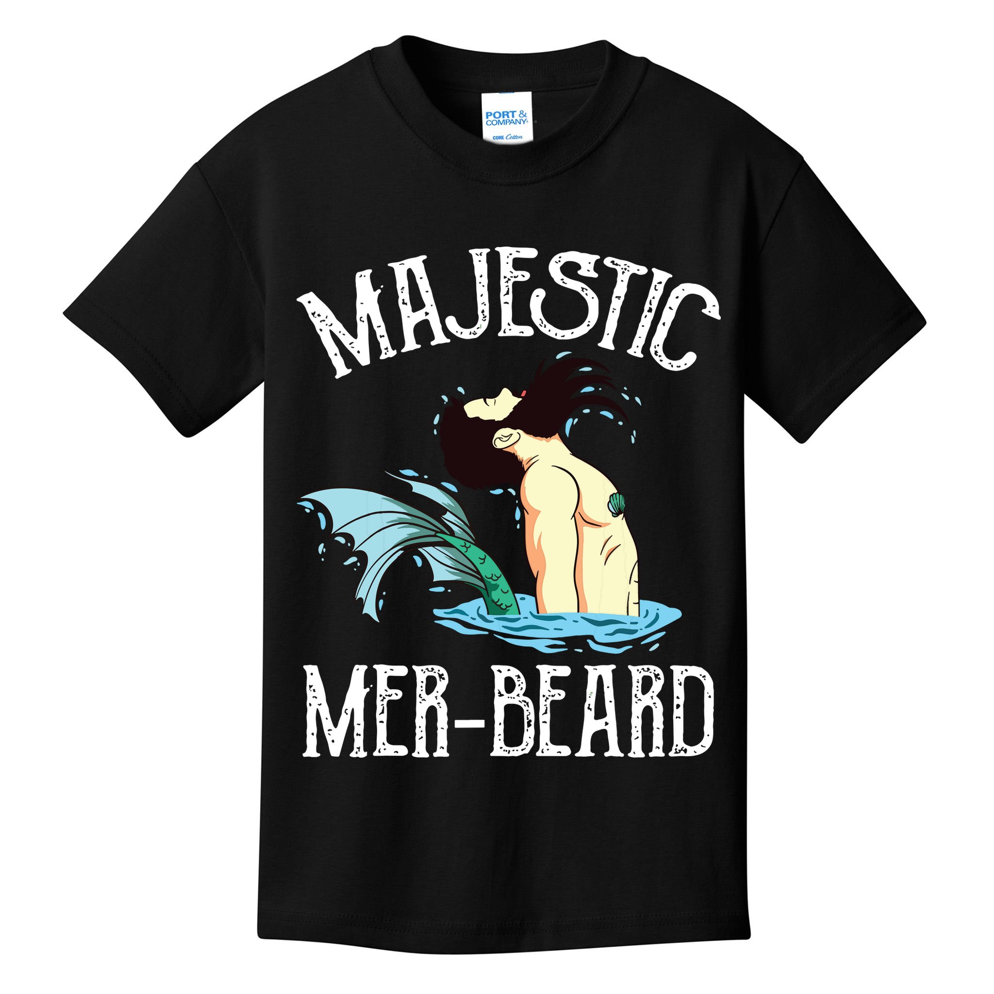 Majestic Merbeard Funny Merman Manly Merman Kids T-Shirt