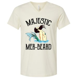 Majestic Merbeard Funny Merman Manly Merman V-Neck T-Shirt