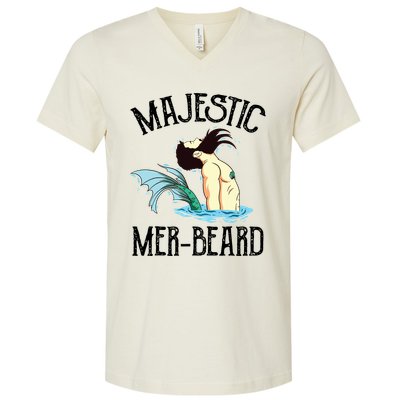 Majestic Merbeard Funny Merman Manly Merman V-Neck T-Shirt