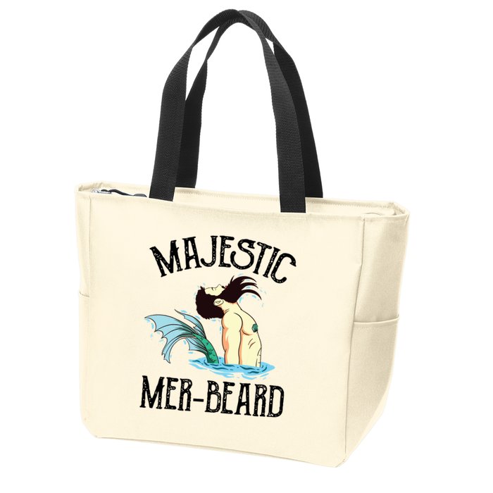 Majestic Merbeard Funny Merman Manly Merman Zip Tote Bag