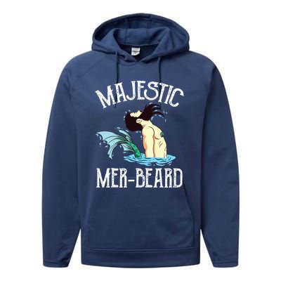 Majestic Merbeard Funny Merman Manly Merman Performance Fleece Hoodie