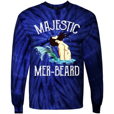 Majestic Merbeard Funny Merman Manly Merman Tie-Dye Long Sleeve Shirt