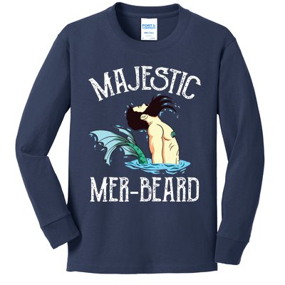 Majestic Merbeard Funny Merman Manly Merman Kids Long Sleeve Shirt