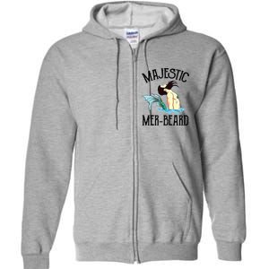 Majestic Merbeard Funny Merman Manly Merman Full Zip Hoodie