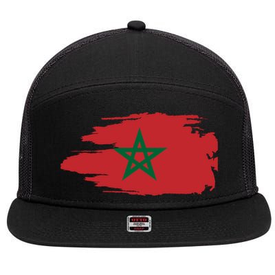 Morocco Moroccan Flag Soccer Football Lover Great Gift 7 Panel Mesh Trucker Snapback Hat