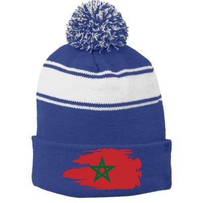 Morocco Moroccan Flag Soccer Football Lover Great Gift Stripe Pom Pom Beanie