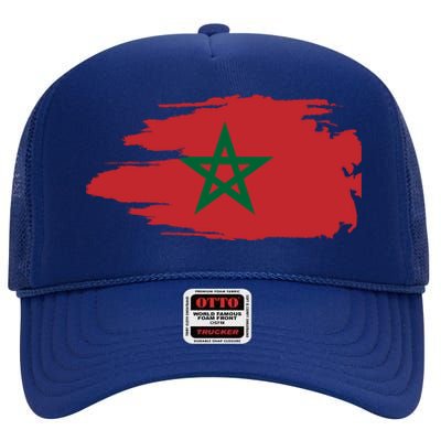 Morocco Moroccan Flag Soccer Football Lover Great Gift High Crown Mesh Back Trucker Hat