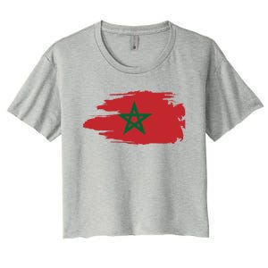 Morocco Moroccan Flag Soccer Football Lover Great Gift Women's Crop Top Tee