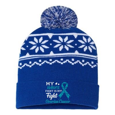 My Mamas Fight Is My Fight Ovarian Cancer Awareness Gift USA-Made Snowflake Beanie