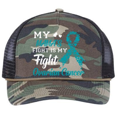 My Mamas Fight Is My Fight Ovarian Cancer Awareness Gift Retro Rope Trucker Hat Cap