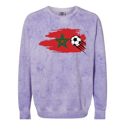 Morocco Moroccan Flag Soccer Football Lover Colorblast Crewneck Sweatshirt