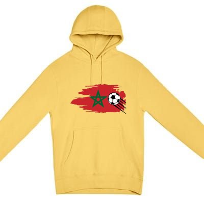 Morocco Moroccan Flag Soccer Football Lover Premium Pullover Hoodie