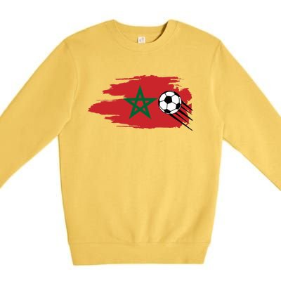 Morocco Moroccan Flag Soccer Football Lover Premium Crewneck Sweatshirt